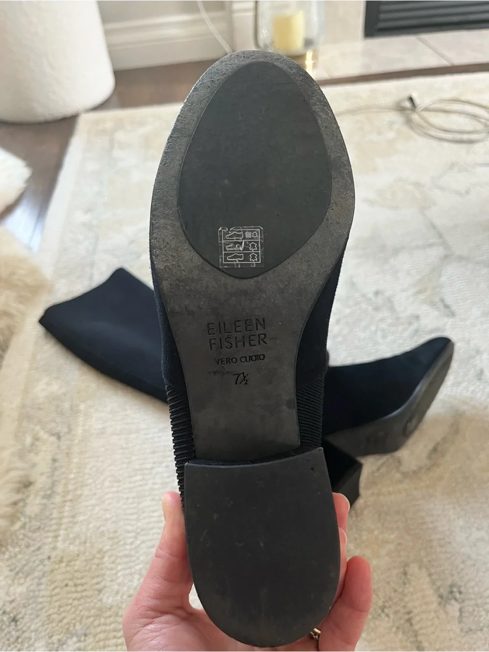 Eileen Fisher Black Stretch Over-the-Knee Block Heel Boots